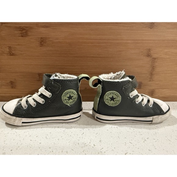 CONVERSE Chuck Taylor Faux Fur Lined Gray Hi Top Sneakers Toddler Size 6 - Picture 9 of 14